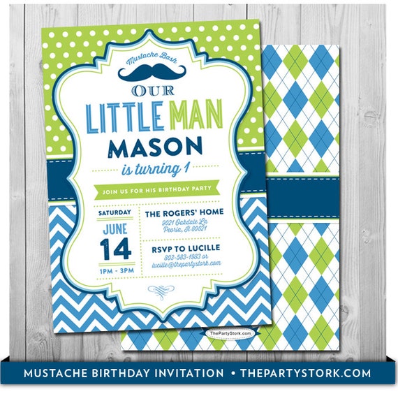 Little Man Mustache Party Invitations 5