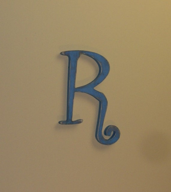 Fancy Wood Letter R Distressed 12 inch Rustic Wall Decor