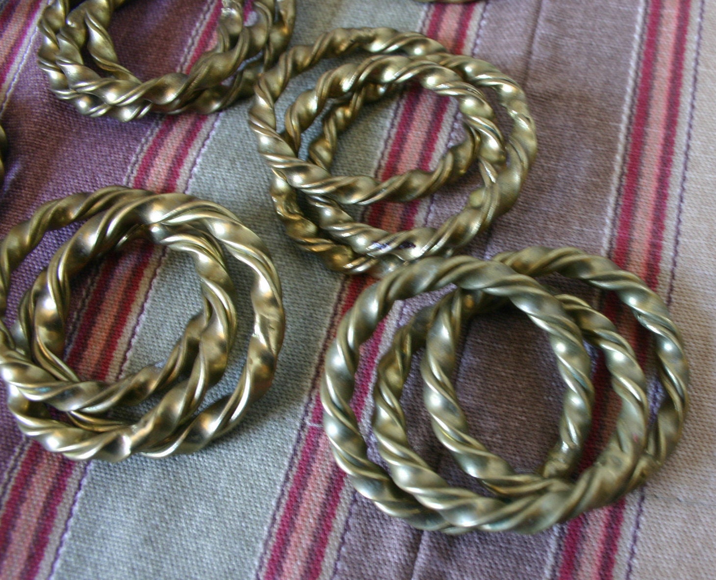 Set 12 Solid Brass Napkin Rings 3 ring Intertwined Brass Napkin Rings