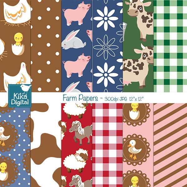 Farm Digital Papers Backyard Scrapbooking Papers card
