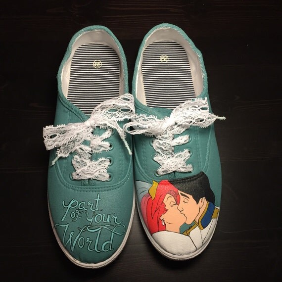 Items similar to Little Mermaid Hand Painted Canvas Shoes Womens on Etsy