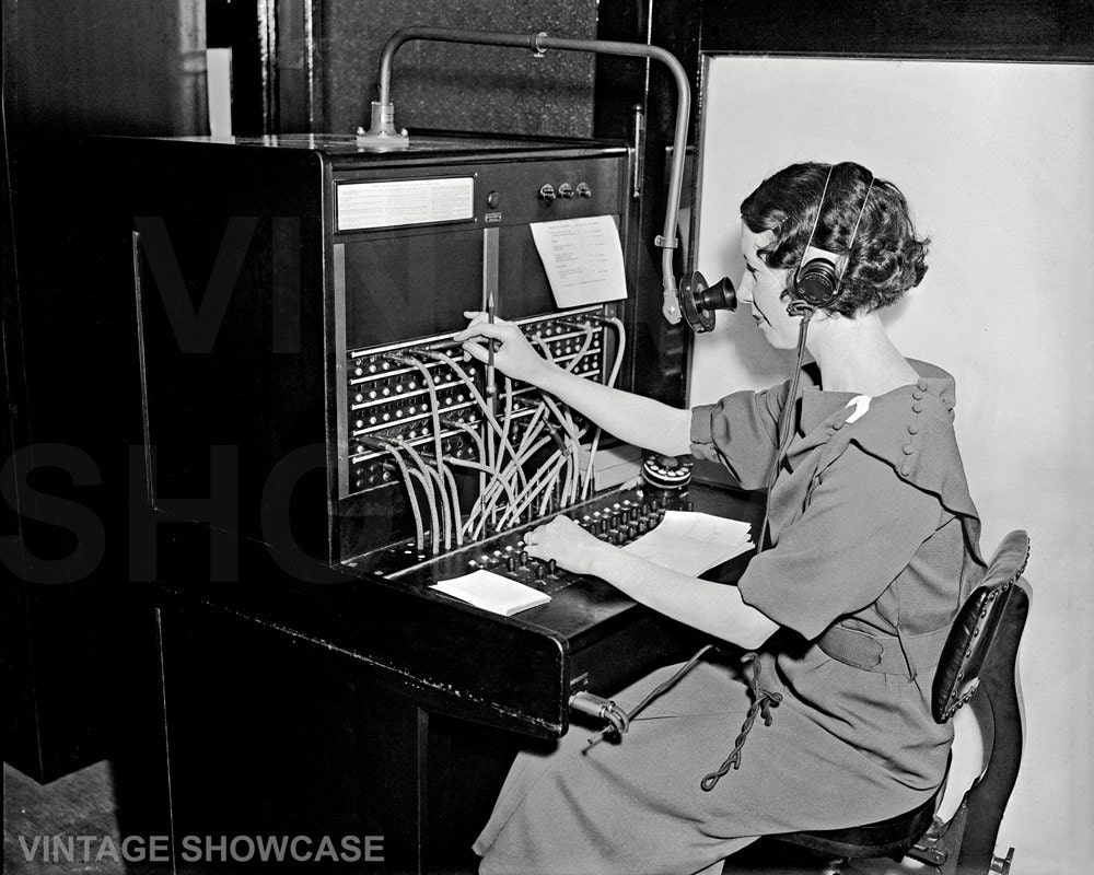 Vintage photo Woman Operating Western Electric PBX Switchboard