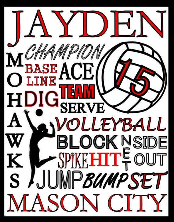 Volleyball Print custom volleyball poster by PinksPerfections