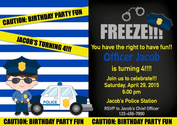 Police Officer Birthday Printable Invitation