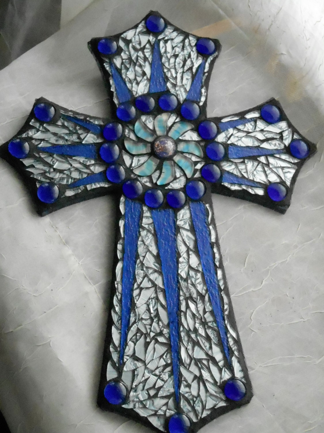 Stained glass mosaic cross by joellacasse on Etsy