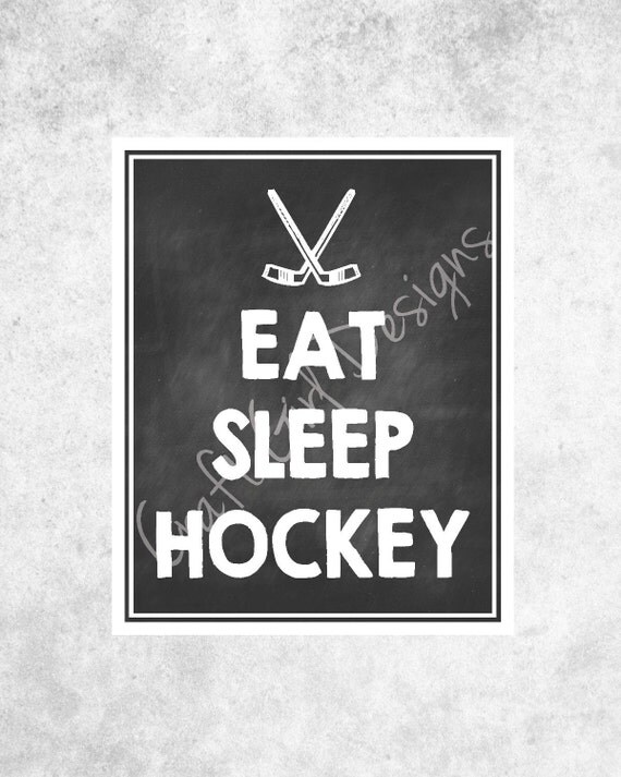 EAT SLEEP HOCKEY. 8x10 Wall Art Poster Photograph Chalk