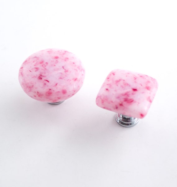 Cherry Blossom Pink Glass Knobs Handles by Nostalgianmore