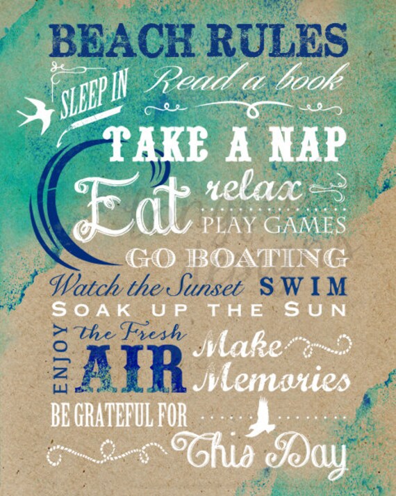 Beach Rules House Vacation Typography by Longfellowdesigns