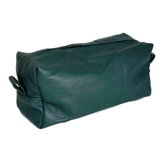 Green Leather Bag Cosmetic Bags Toiletry Bag Travel Bag