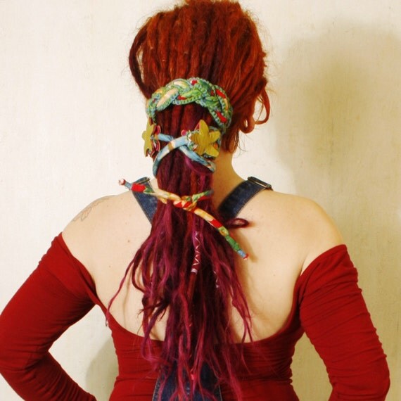 Boho headband Gypsy headband Dreadlocks headband Red by mynoush