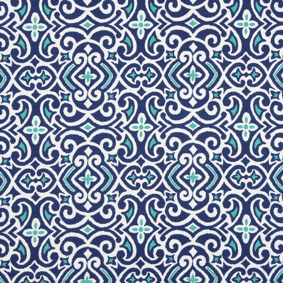 Blue White Ikat Upholstery Fabric Turquoise by PopDecorFabrics