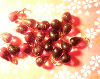 12 Glass Amethyst Purple Teardrop Beads with Loop