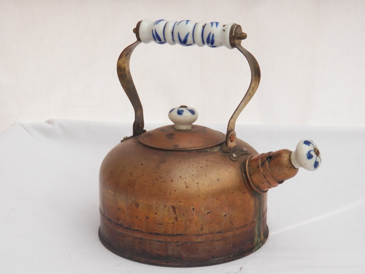 Copper Whistling Teapot Kettle Whistle Blue by