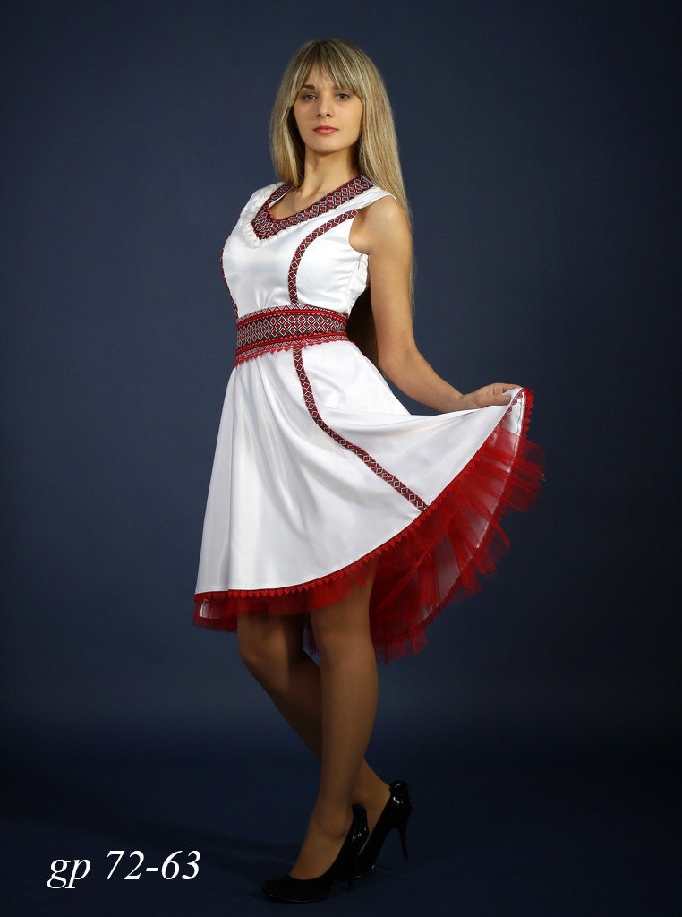 Fashion embroidered dress. Ukrainian Women's dress with