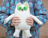 OOAK White Cat Toy Stuffed child toy Soft animal Nursery decor Children decor 11'