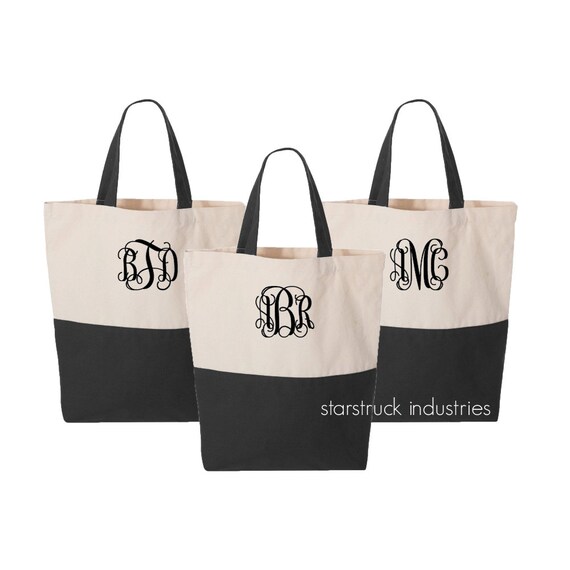 Monogram Initials Canvas Tote Bags - FREE SHIP*- Personalized Gift ...