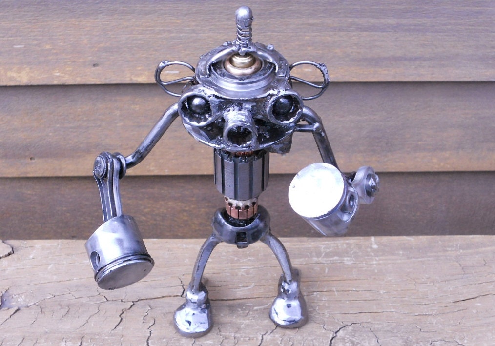 Steampunk Metal Robot Welded Art Found Objects