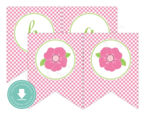 INSTANT DOWNLOAD Flower Happy Birthday Banner Garden