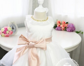 Baby Pageant Dress with elegant collar design, Newborn Girl Baptism Dress, Flower Girl Dress Tulle, Baby Dress Lace, PD028-2