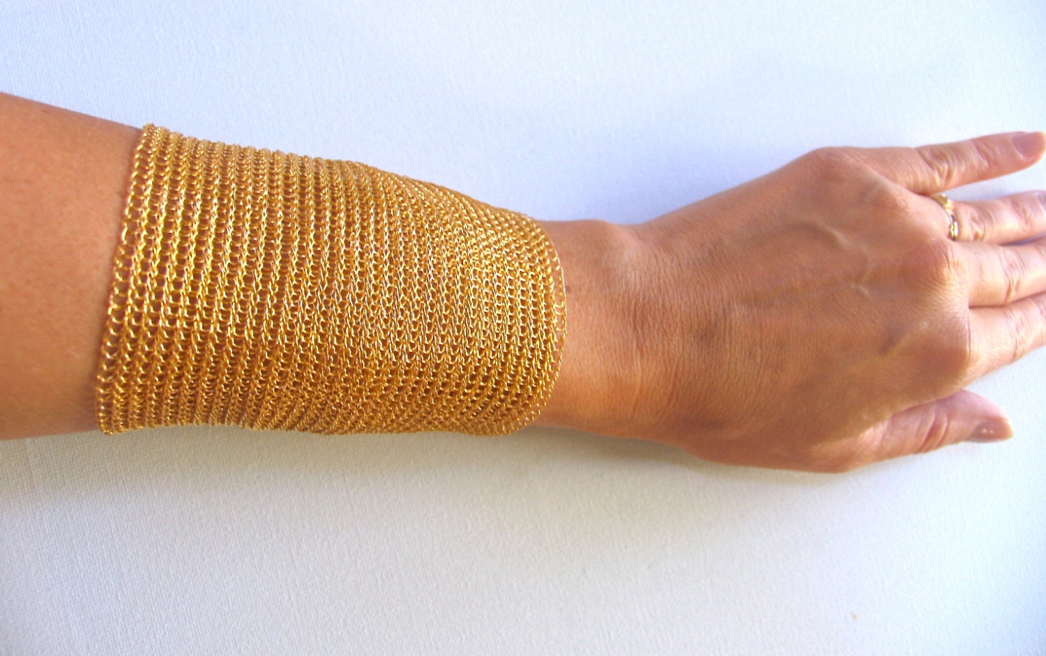 Adjustable gold cuff bracelet / Extra wide cuff / Metal gold