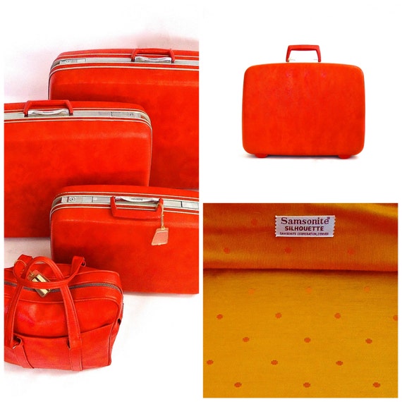 orange samsonite suitcase