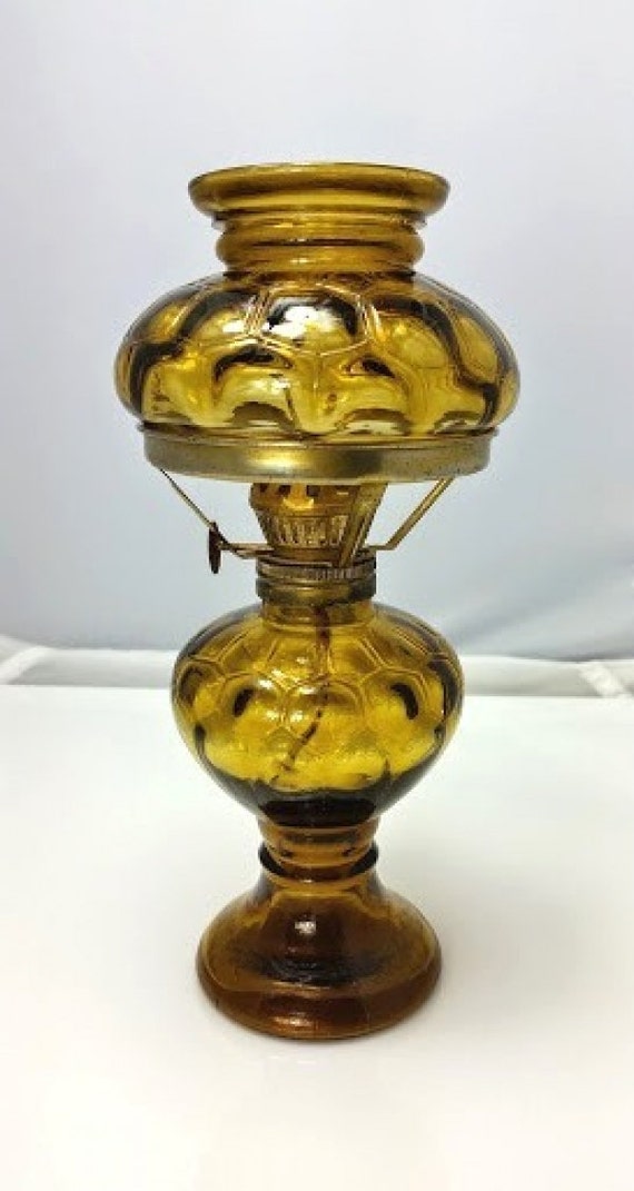 Vintage Amber Glass Oil Lamp Made In Hong by SwankyDameVintage