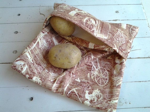 Baked Potato Bag Microwave Potato Bag in Farm Scene Motif Fabric ...