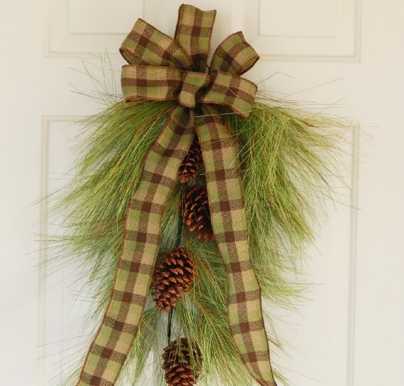 Teardrop Swag With Pine Cones Verticle by PataylaFloralDesigns