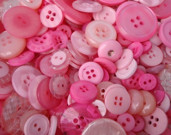 Pink Sewing Button Mix 5 to 30mm