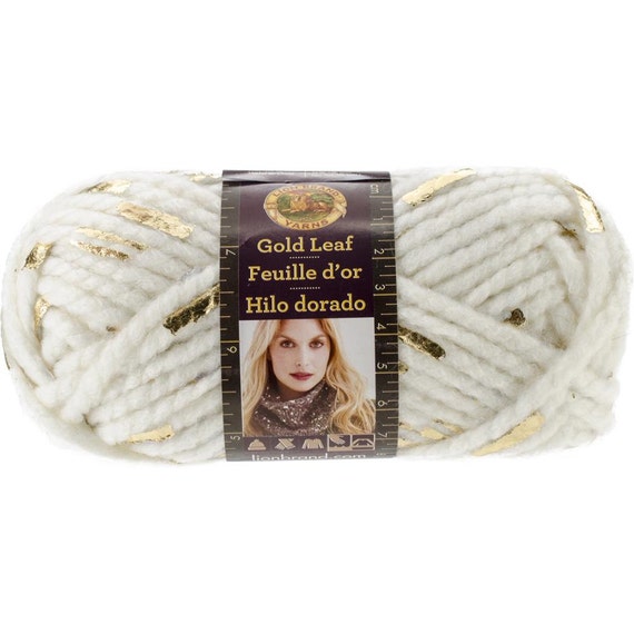 Lion Brand Gold Leaf Bulky Yarn White With Gold 49 Yards Per Skein