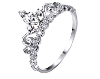Dainty 925 Sterling Silver Crown Ring / Princess Ring - AZDBR5456-DN