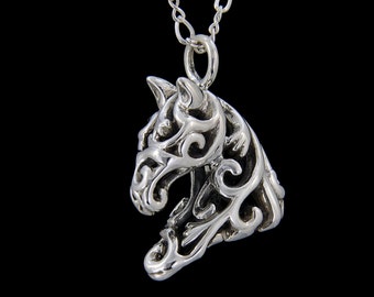 Filigree Horse Head in Sterling Silver by Jeni Benos of Jenuinely Jeni Inc Ivy Equestrian Necklace