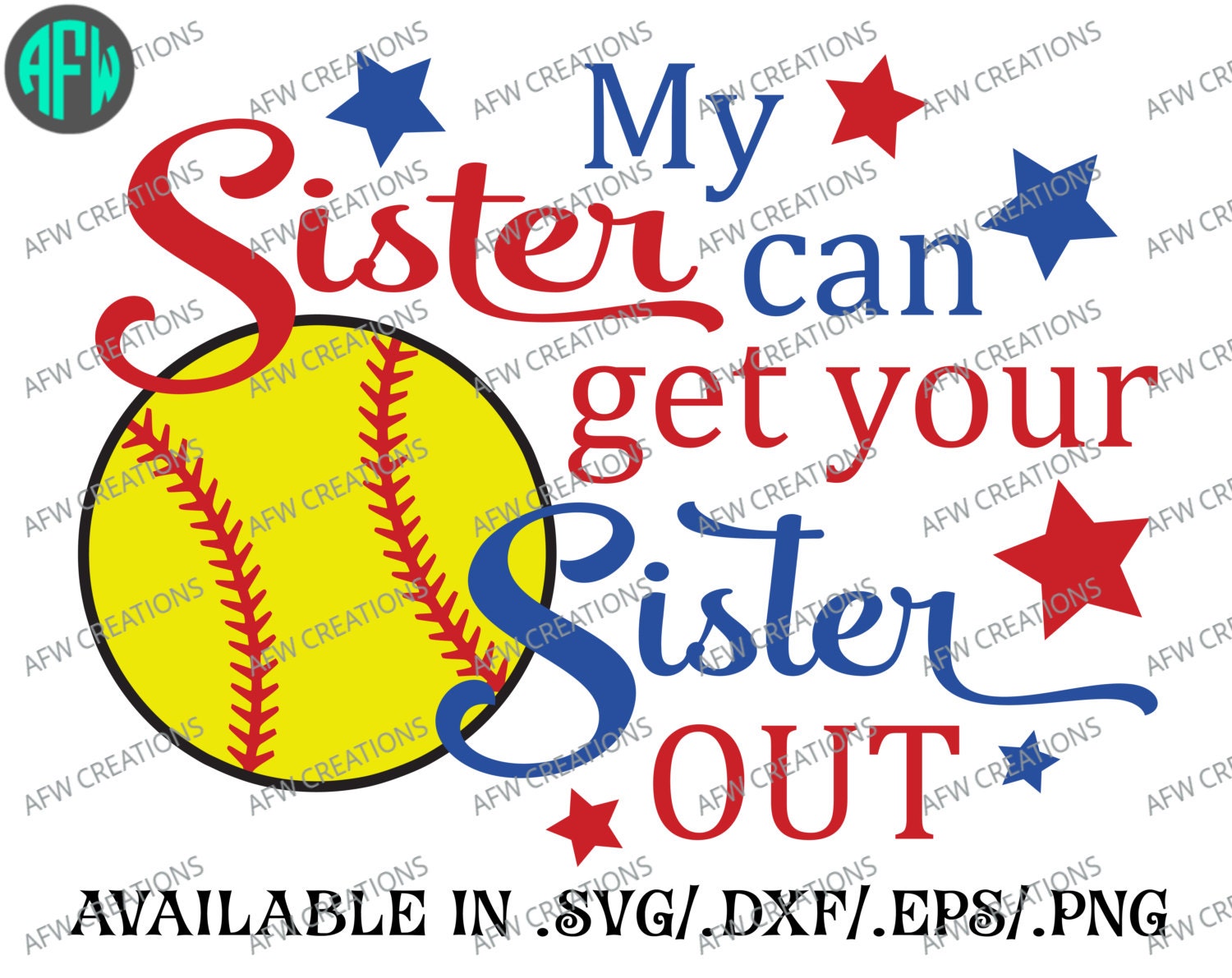 Download Digital Cut File Sister Softball svg dxf eps Get
