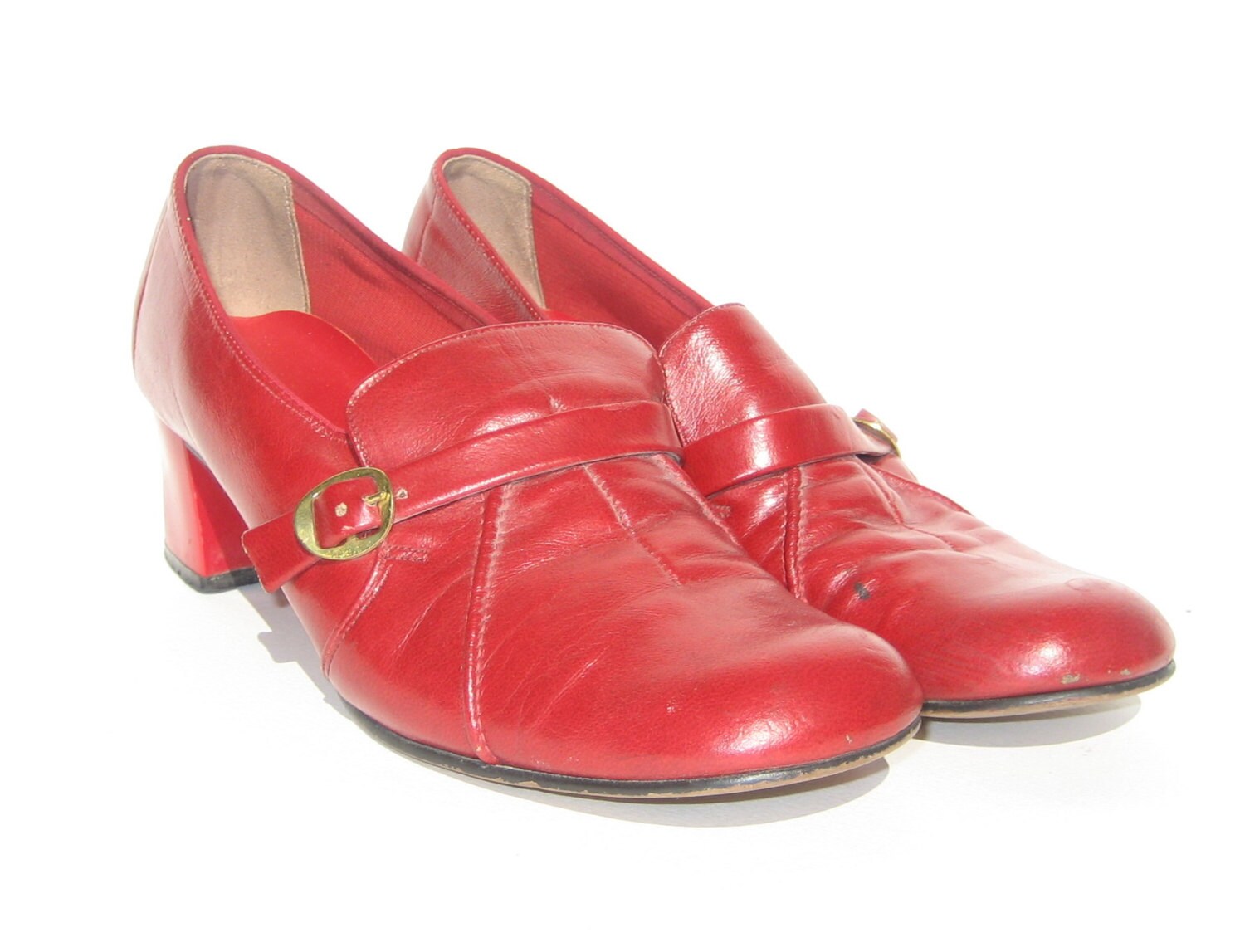 size 7.5 / 1970s red JC Penny loafers by SplendoreBoutique on Etsy