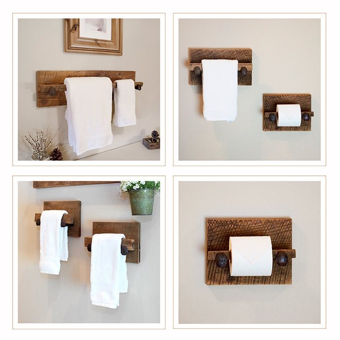 Reclaimed Bath Rack Set Large reclaimed towel hanger two