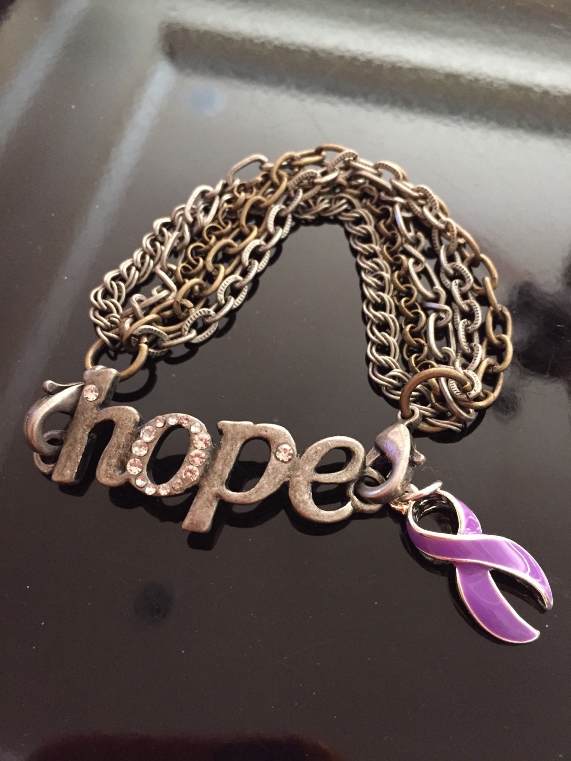 Purple Ribbon hope Bracelet Lupus Crohn's