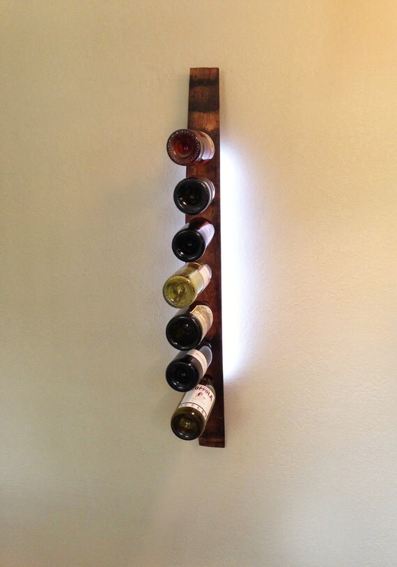 Wine Rack LED Lighted Sconce Holds 7 Bottles