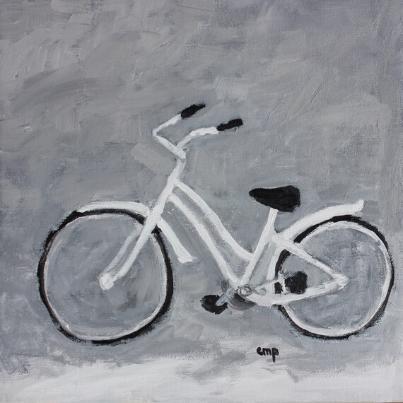 Original acrylic painting of bicycle 12x12 by modernimpressionist