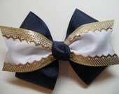 Uniform 4 inch bow You Pick color White and Gold with Navy Black Maroon Khaki Red Light Blue Uniform 4 inch bow You Pick color White and Gold with Navy Black Maroon Khaki Red Light Blue