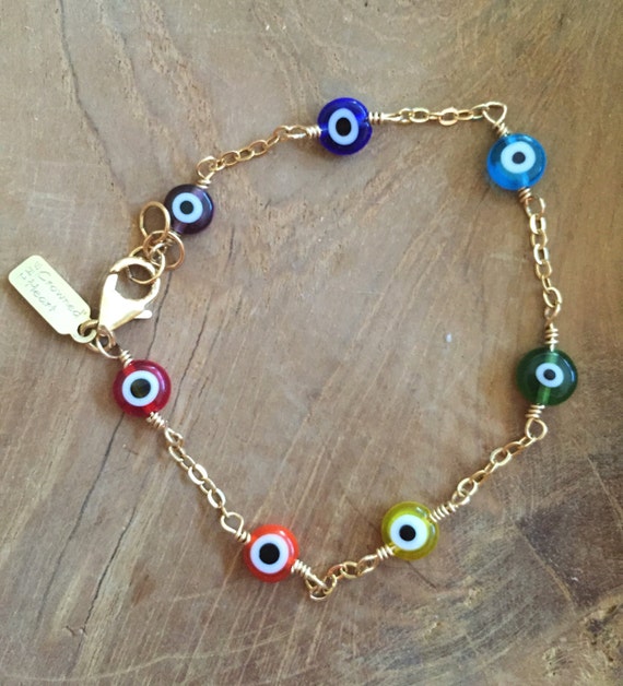 Evil Eye Chakra Protection Bracelet by TheCrownedHeart on Etsy