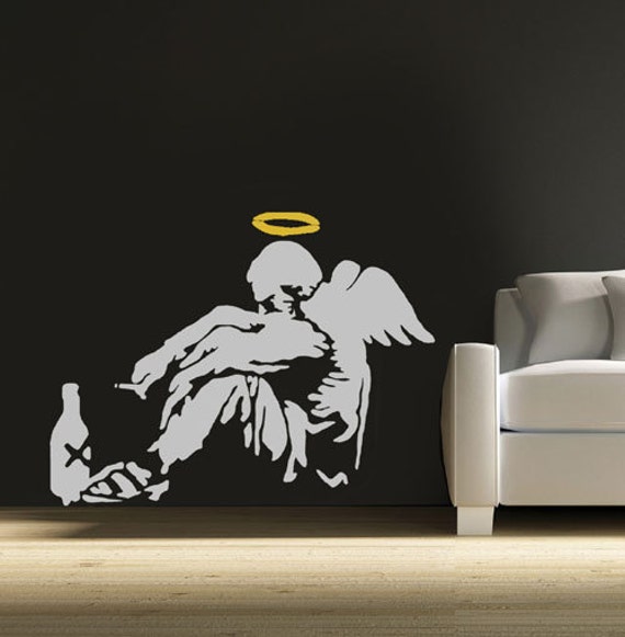 Banksy Stencils Fallen Angel. Reusable Graffiti Style Home