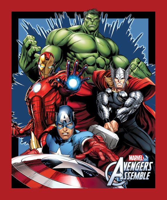 Marvel Avengers Assemble fabric panel Thor Hulk Ironman