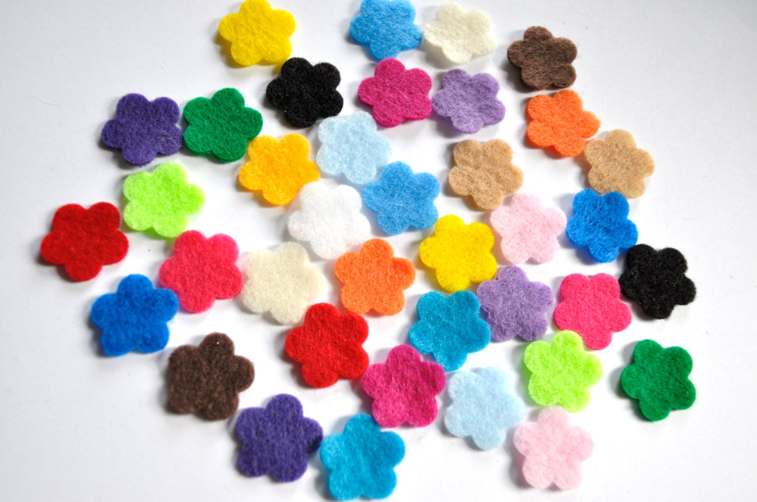 100 Die cut flowers 3/4 Mini Felt Flowers in Multi