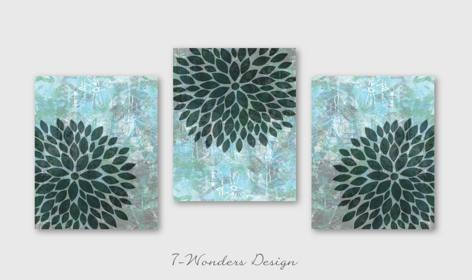 Flower Burst Wall Art Prints Artistic Flower by 7WondersDesign