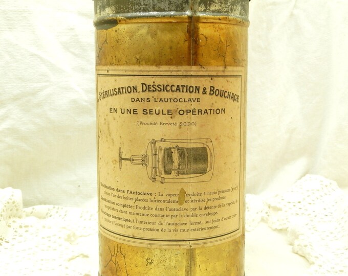 Large Antique French Medical Bandage Metal Tin / French Decor / French Country Style / Medical Decor / Apothecary / Box / Vintage Hospital Large Antique French Medical Bandage Metal Tin / French Decor / French Country Style / Medical Decor / Apothecary / Box / Vintage Hospital