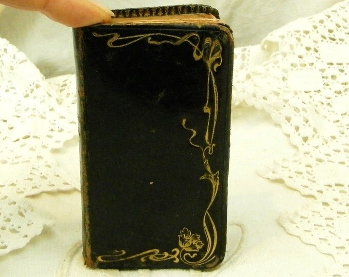 Small Antique French Leather Bound Religious Book, Liturgical Book of the Roman Rite with a Art Nouveau Motif / French Decor / Shabby Chic