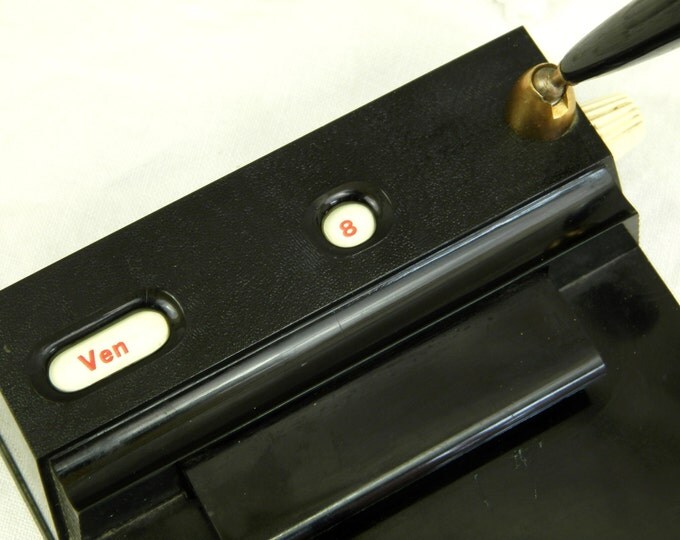 Vintage Mid Century 1960 Perpetual Calendar Note Pad Holder and Pen Holder, Retro Office Black Desk Tidy, 60s Brocante Decor from France