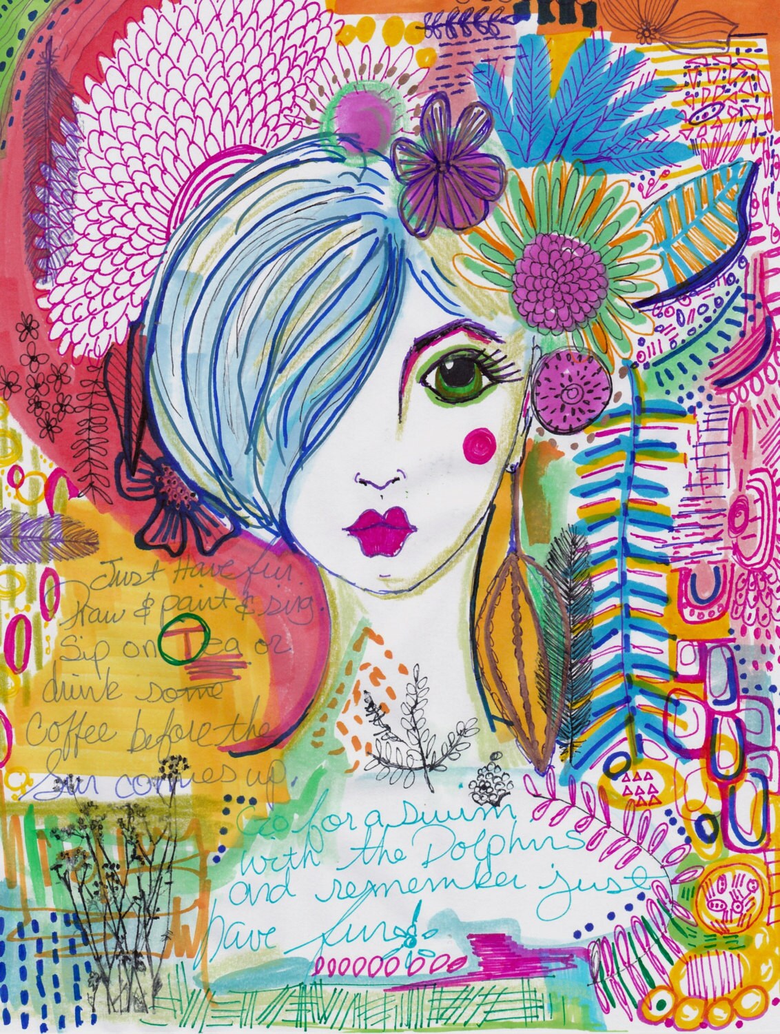 Collage page art journal journal pages by ArtontheMoonstudio