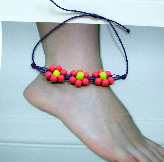 Items similar to Waterproof Anklet Handmade Polymer Clay Beads