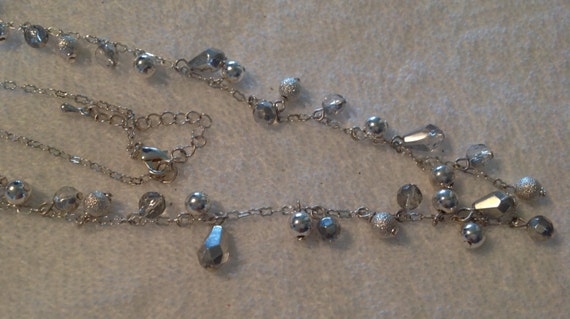 Vintage Silver Crystal Bead Necklace